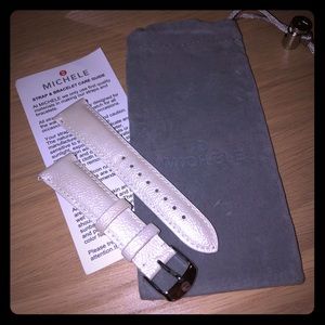 Michele 20mm White Leather Strap